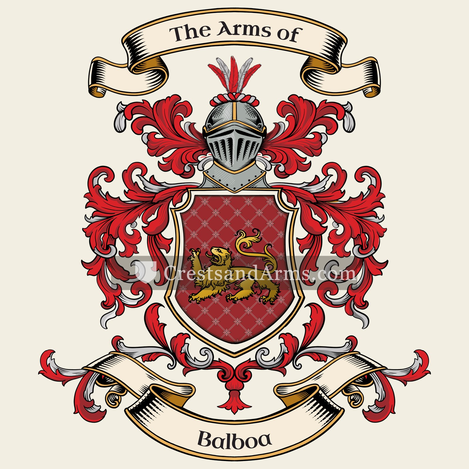 The Balboa coat of arms, drawn from the recorded blazon