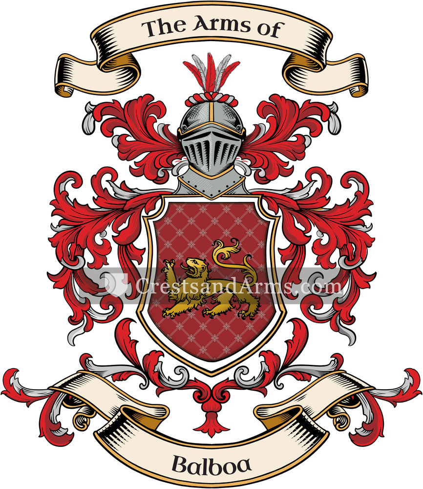 The Balboa coat of arms, drawn from the recorded blazon