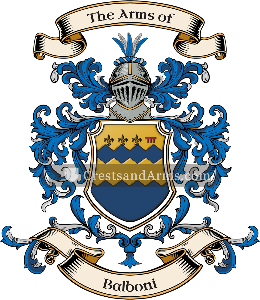 The Balboni coat of arms, drawn from the recorded blazon