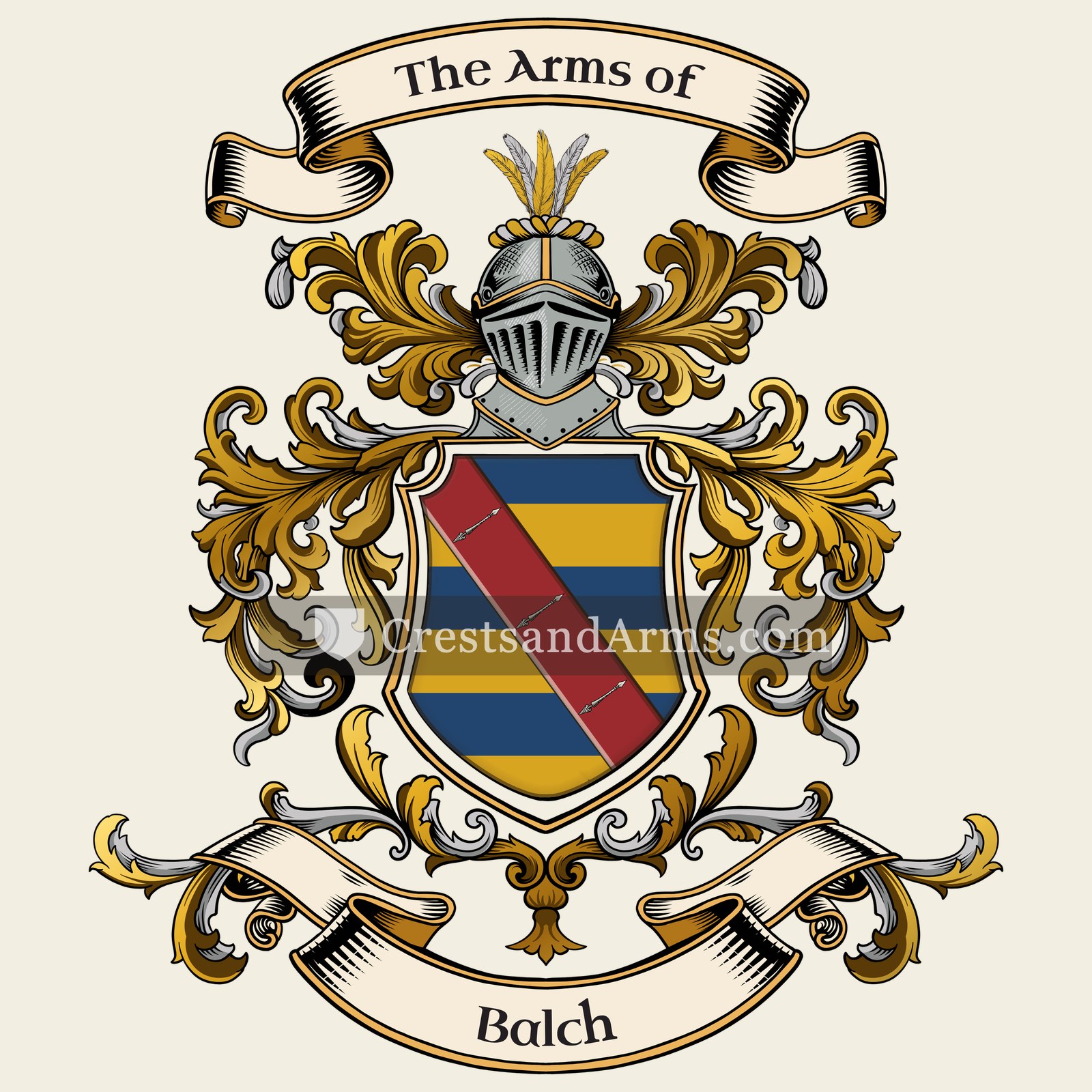 The Balch coat of arms, drawn from the recorded blazon