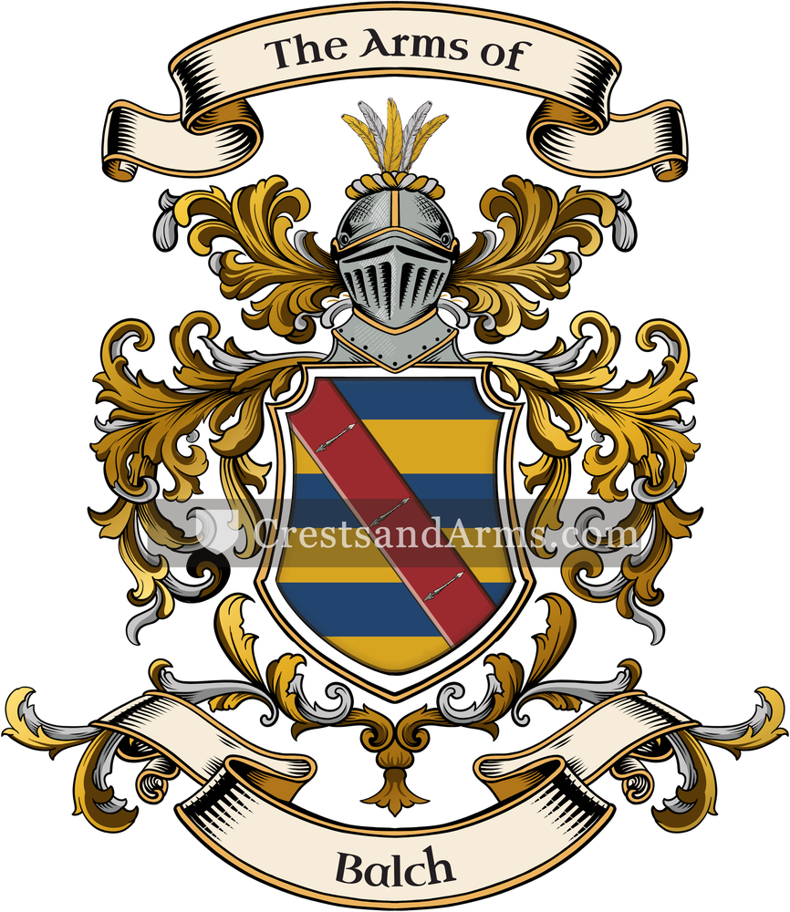 The Balch coat of arms, drawn from the recorded blazon