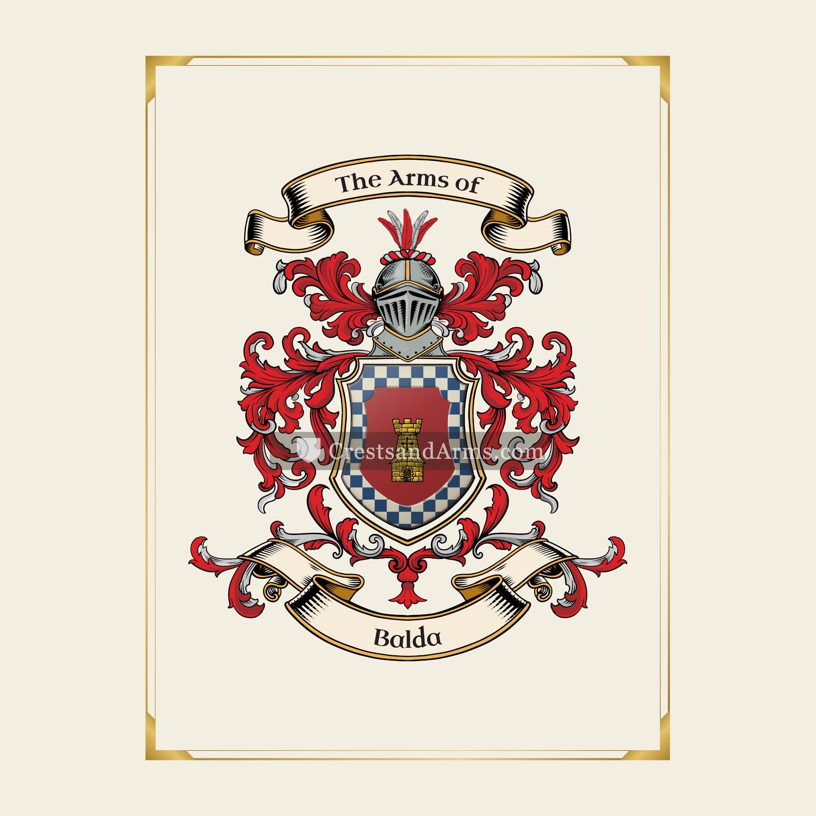 With gold border