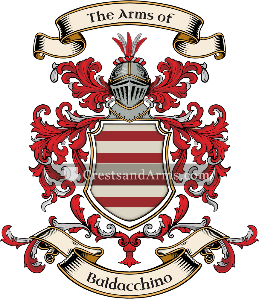The Baldacchino coat of arms, drawn from the recorded blazon