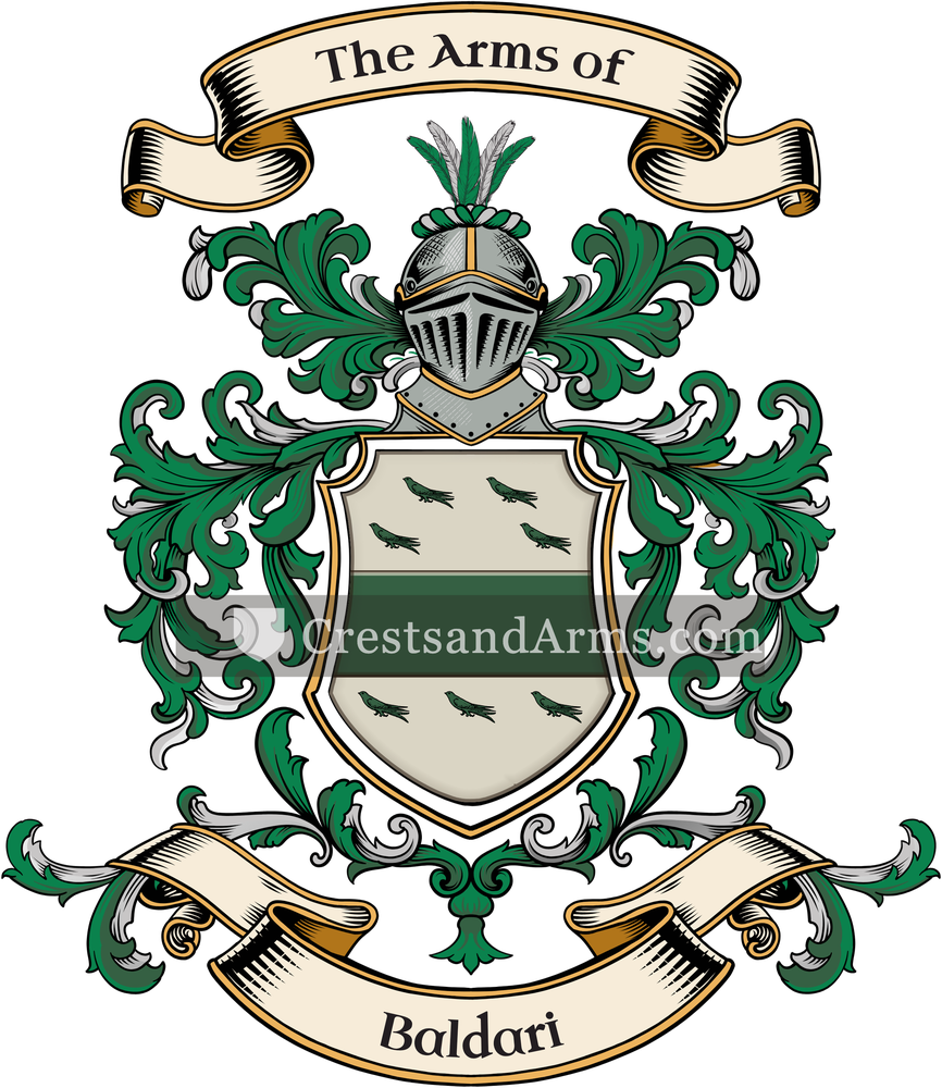 The Baldari coat of arms, drawn from the recorded blazon