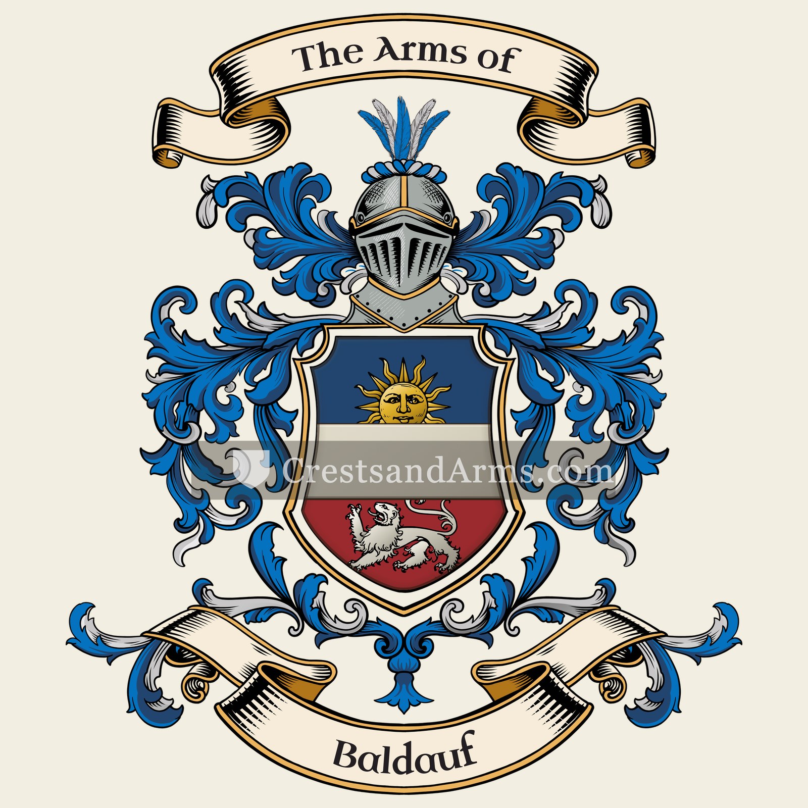 The Baldauf coat of arms, drawn from the recorded blazon