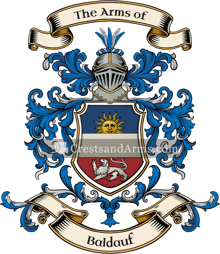 The Baldauf coat of arms, drawn from the recorded blazon