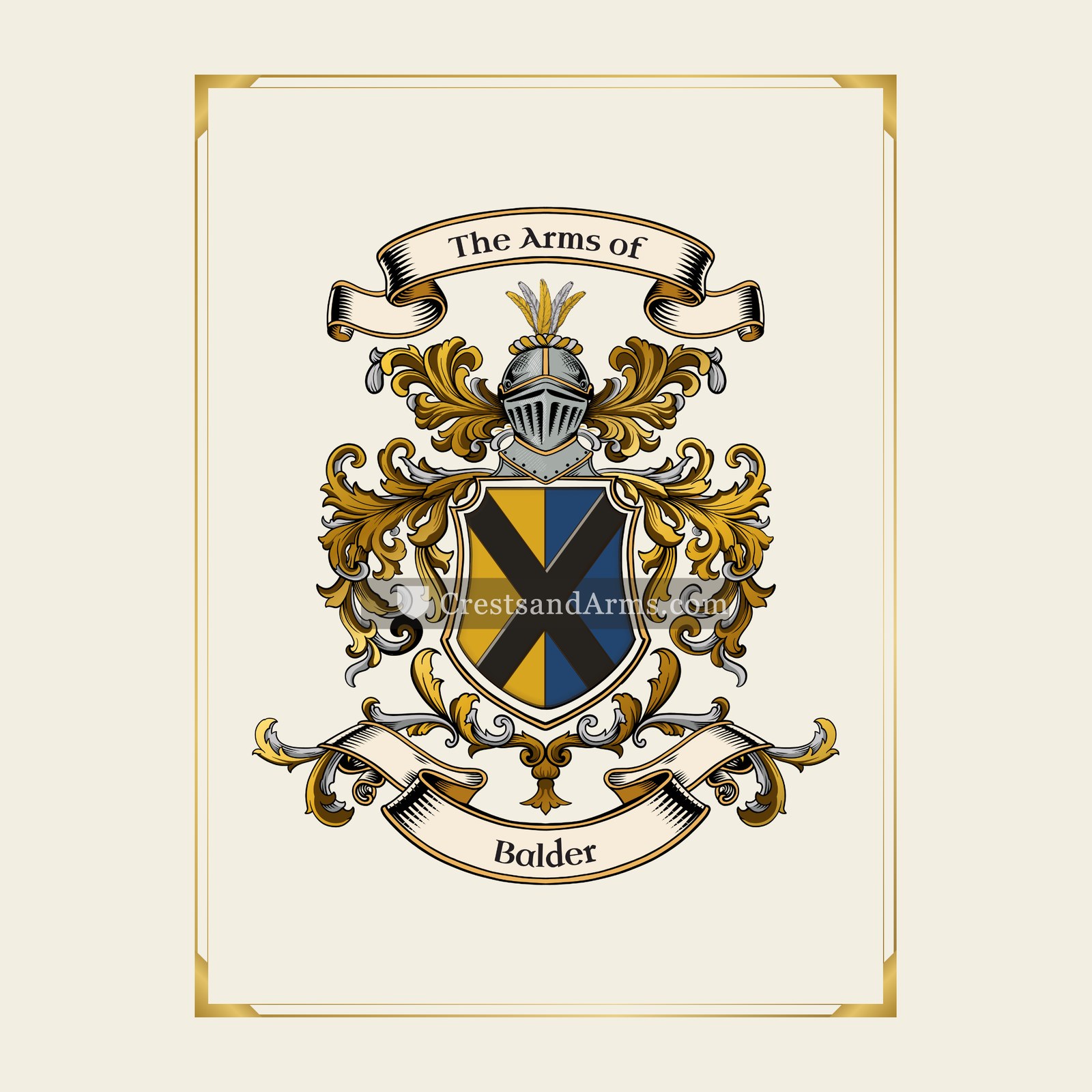 With gold border