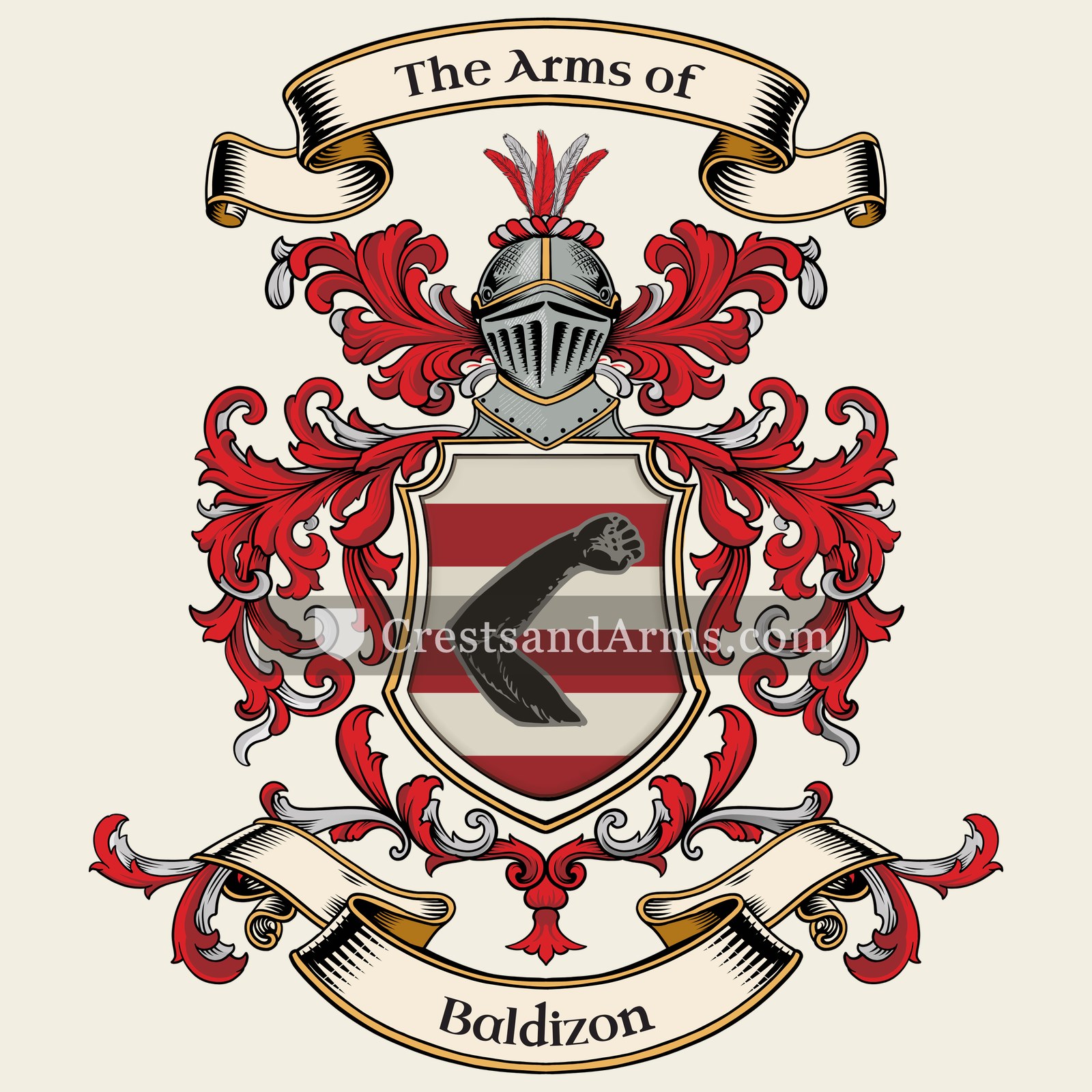 The Baldizon coat of arms, drawn from the recorded blazon