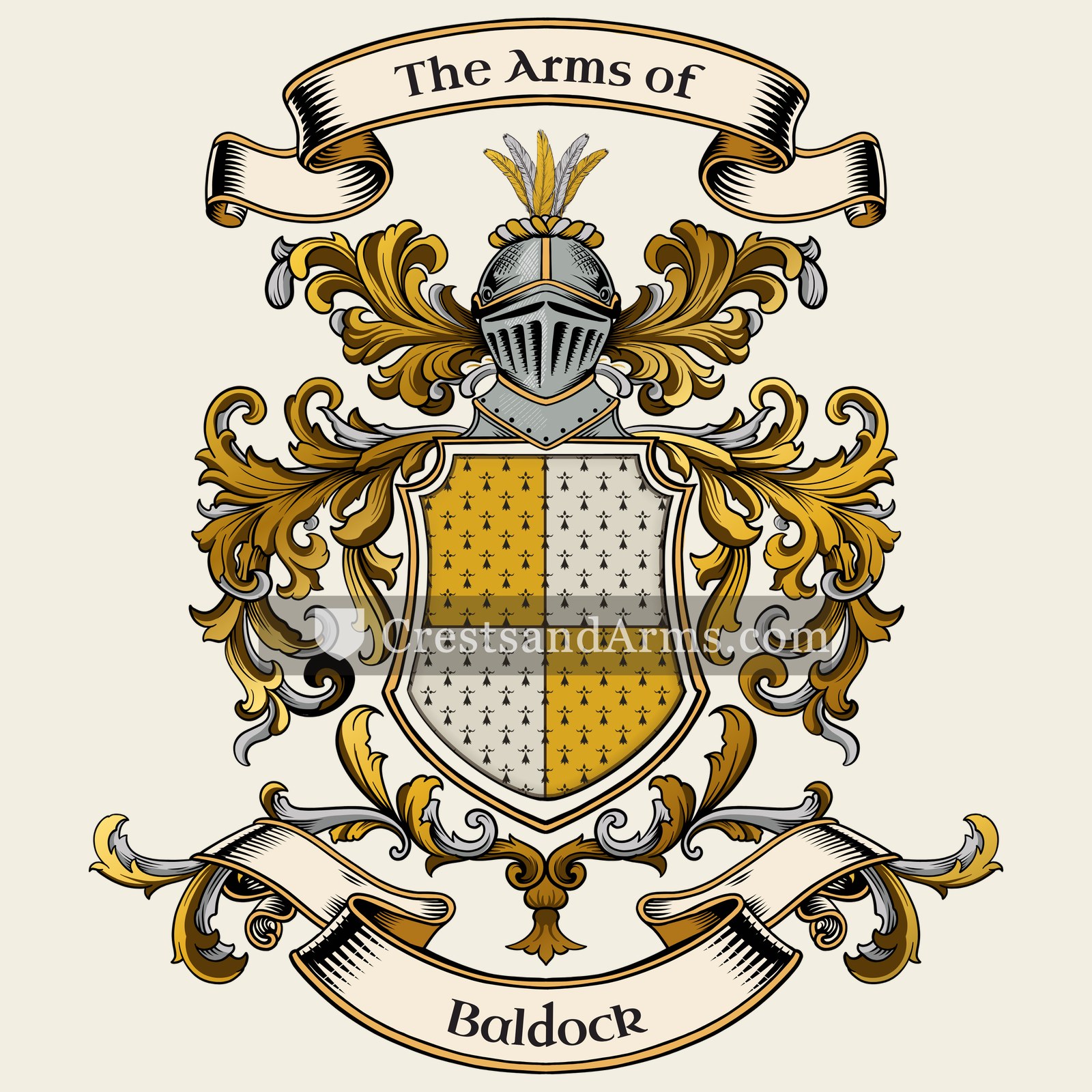 The Baldock coat of arms, drawn from the recorded blazon