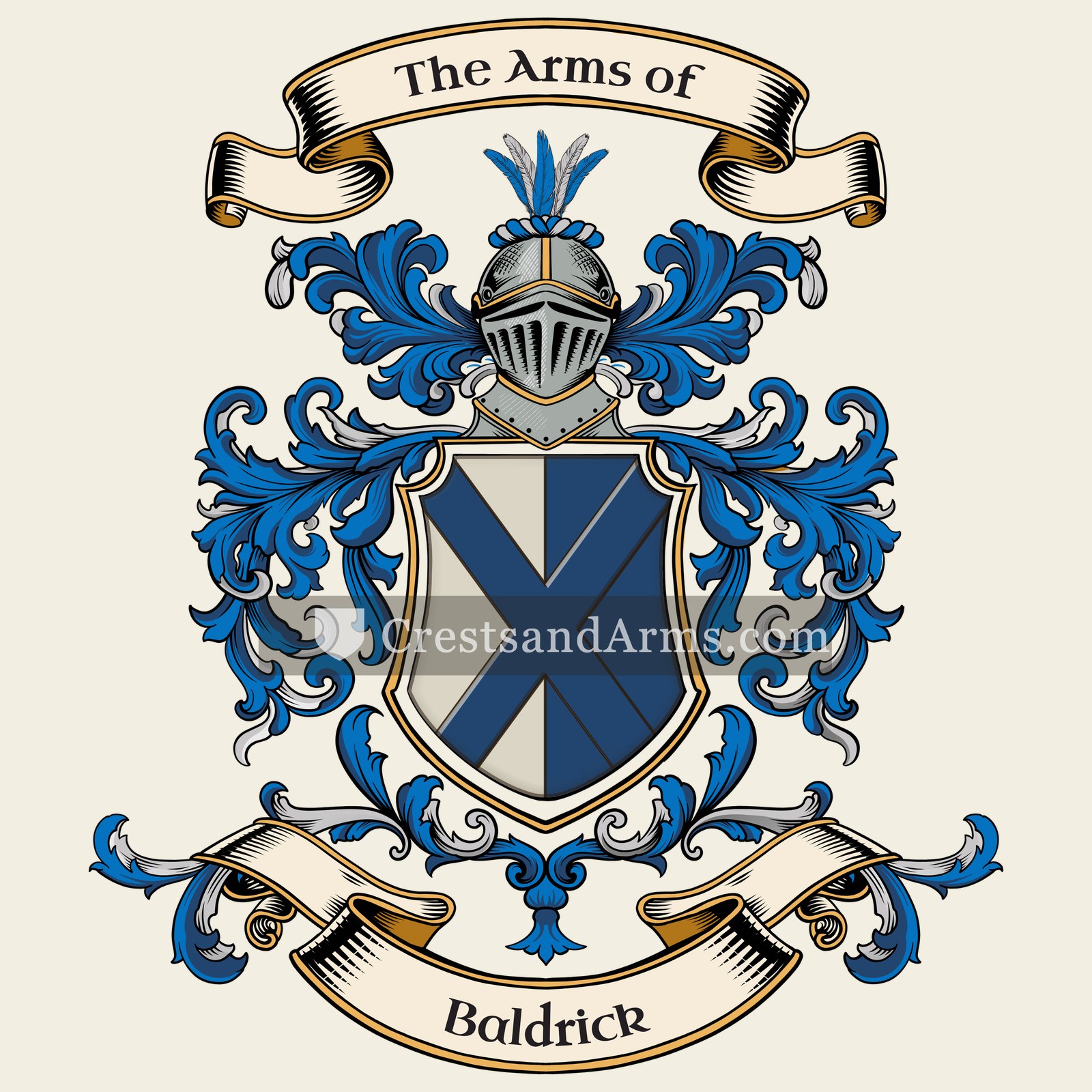 The Baldrick coat of arms, drawn from the recorded blazon