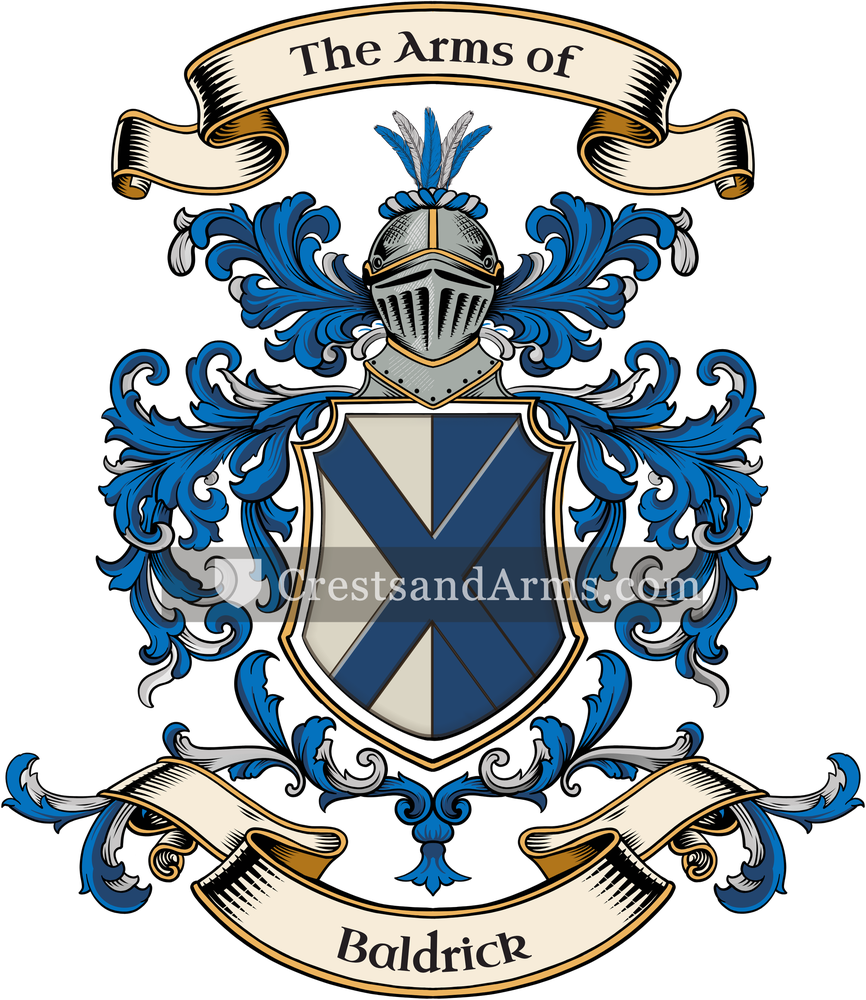 The Baldrick coat of arms, drawn from the recorded blazon