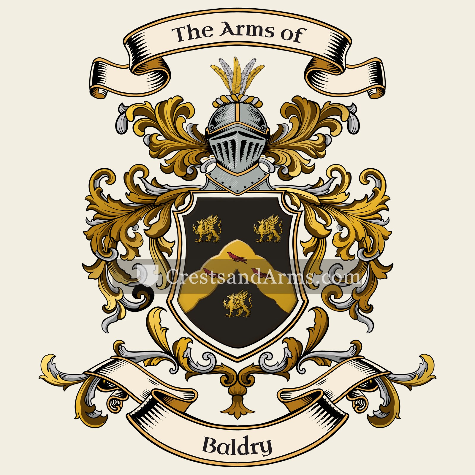 The Baldry coat of arms, drawn from the recorded blazon