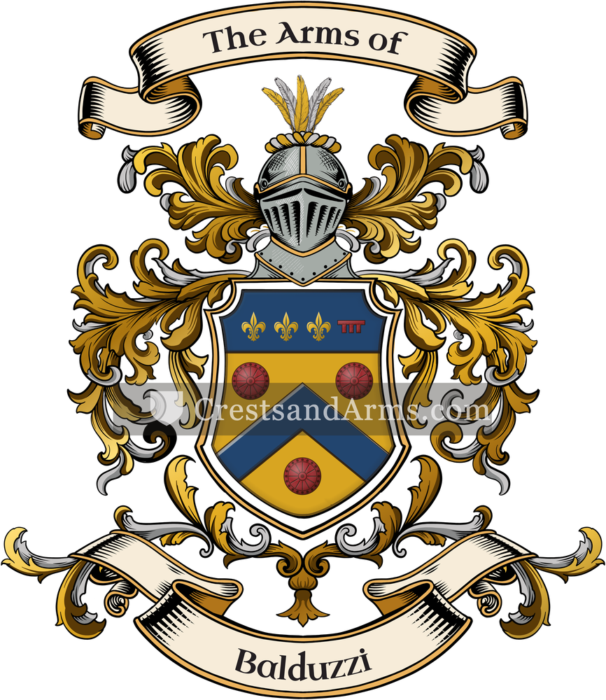 The Balduzzi coat of arms, drawn from the recorded blazon