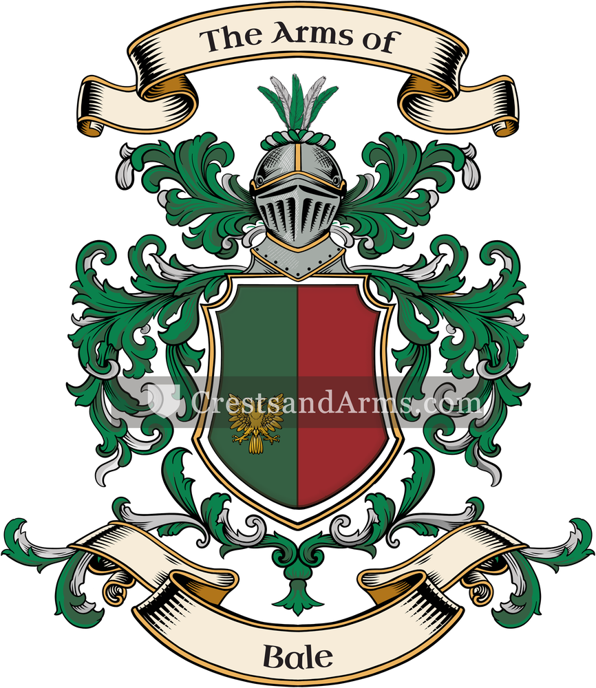 The Bale coat of arms, drawn from the recorded blazon