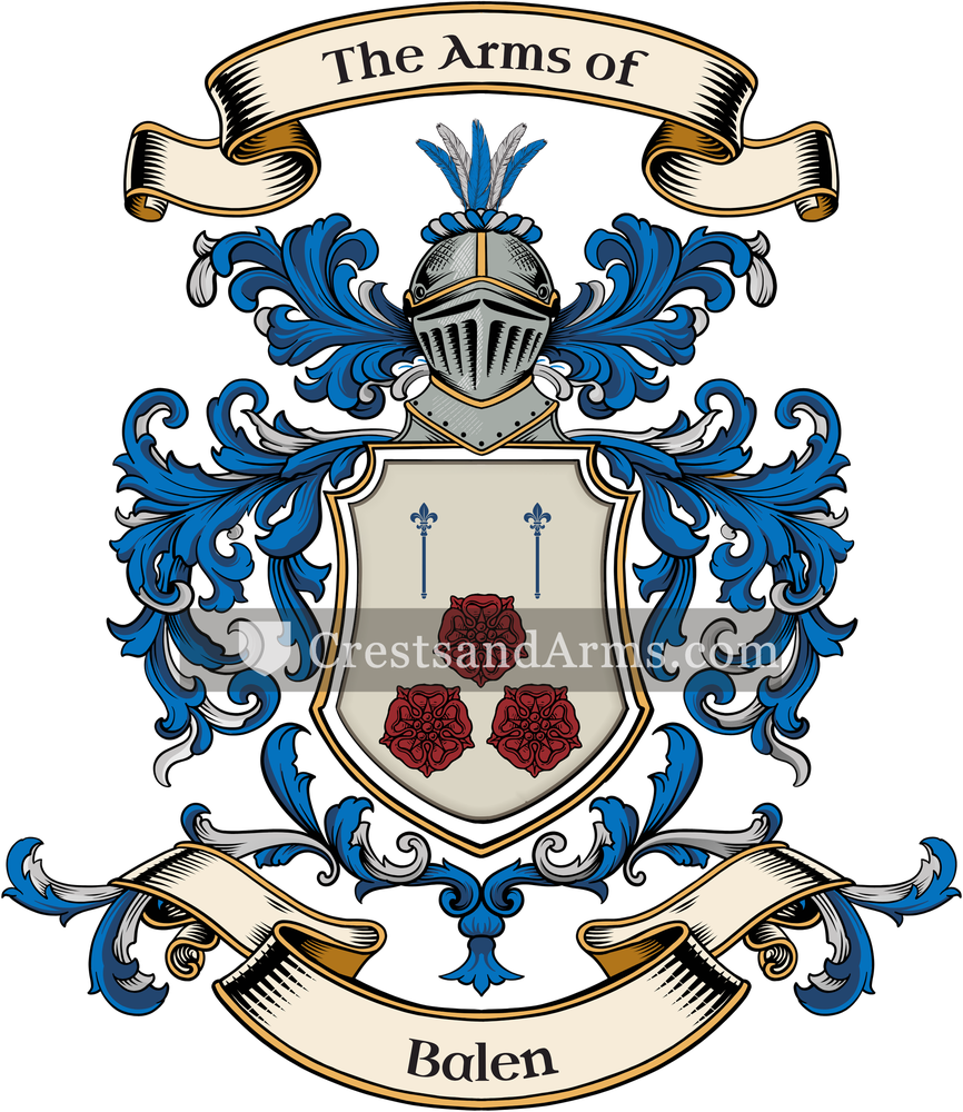 The Balen coat of arms, drawn from the recorded blazon