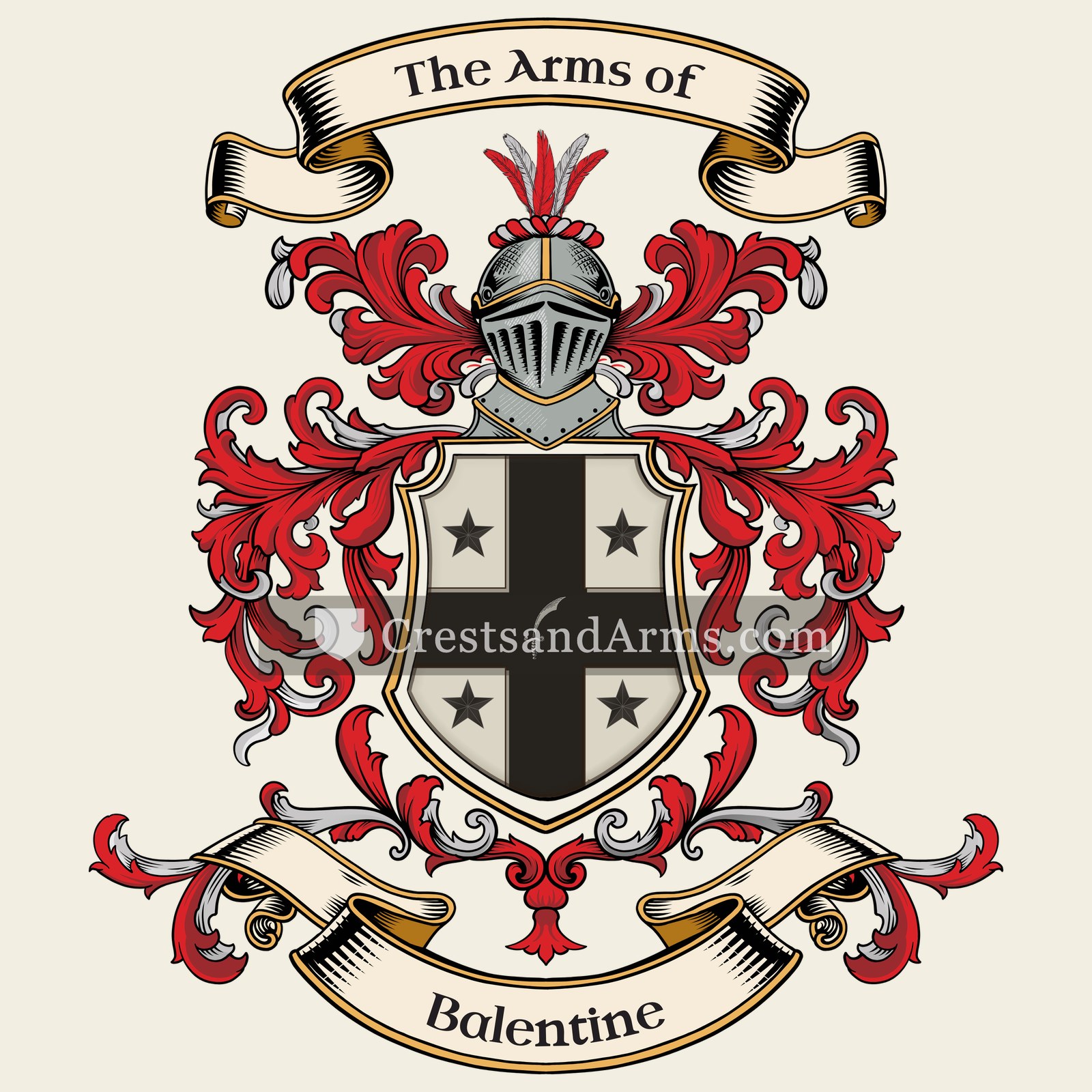 The Balentine coat of arms, drawn from the recorded blazon