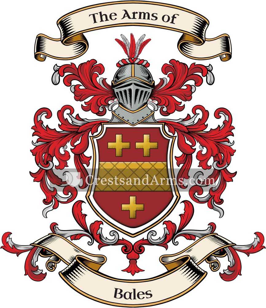 The Bales coat of arms, drawn from the recorded blazon