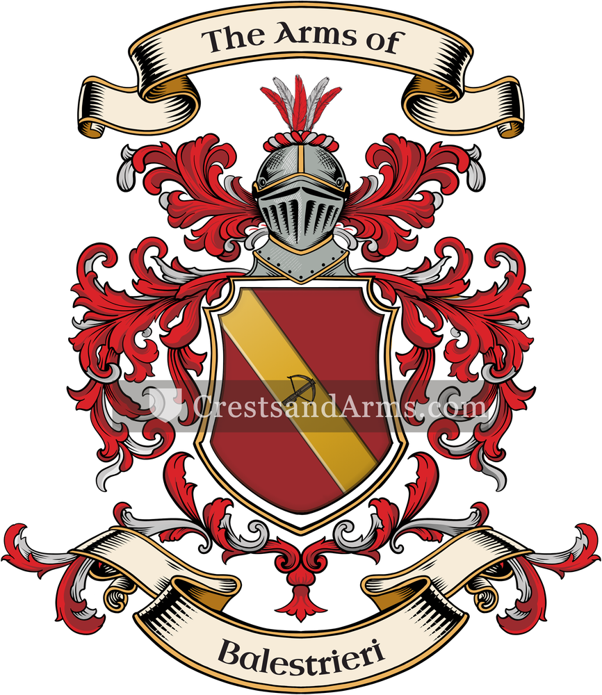 The Balestrieri coat of arms, drawn from the recorded blazon