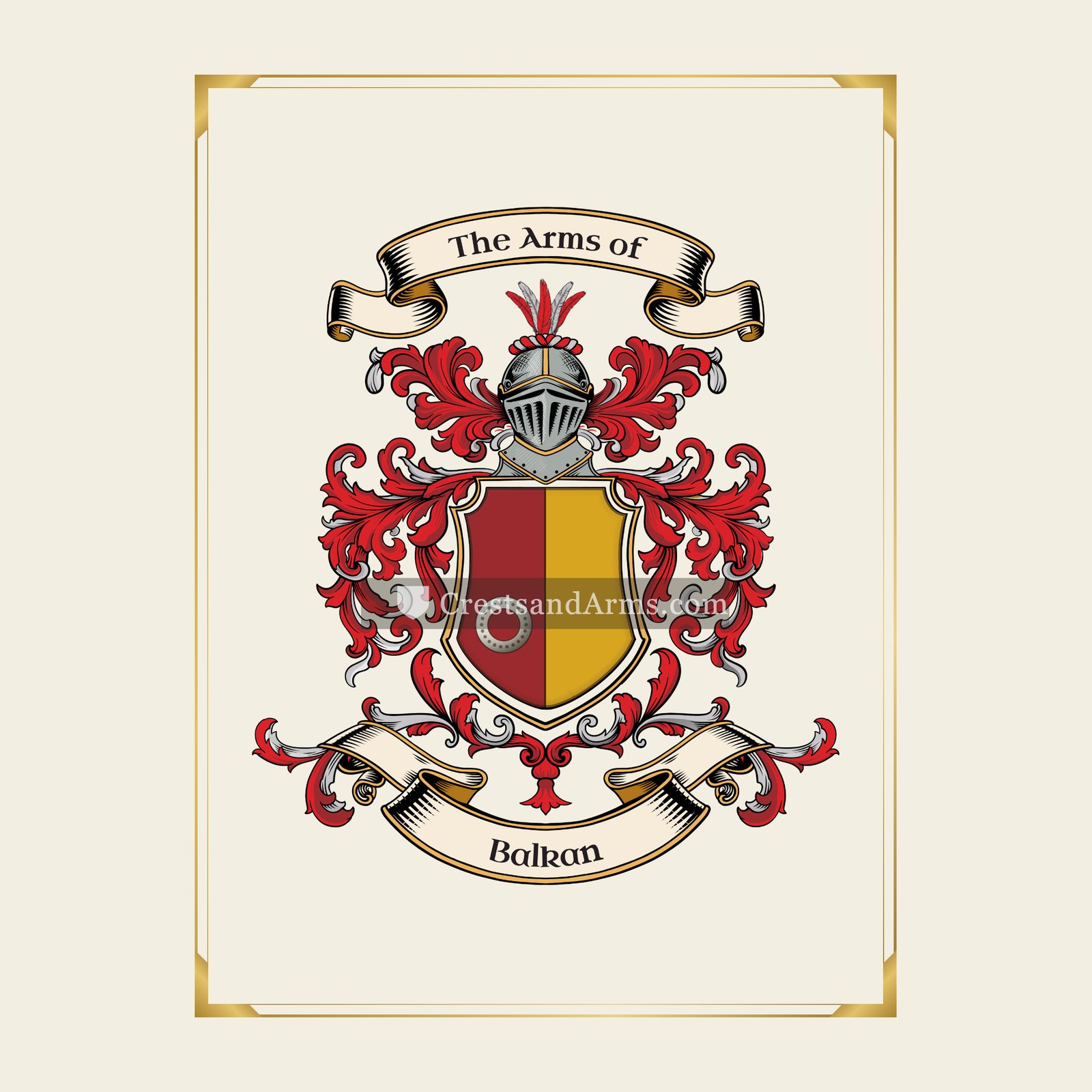 With gold border