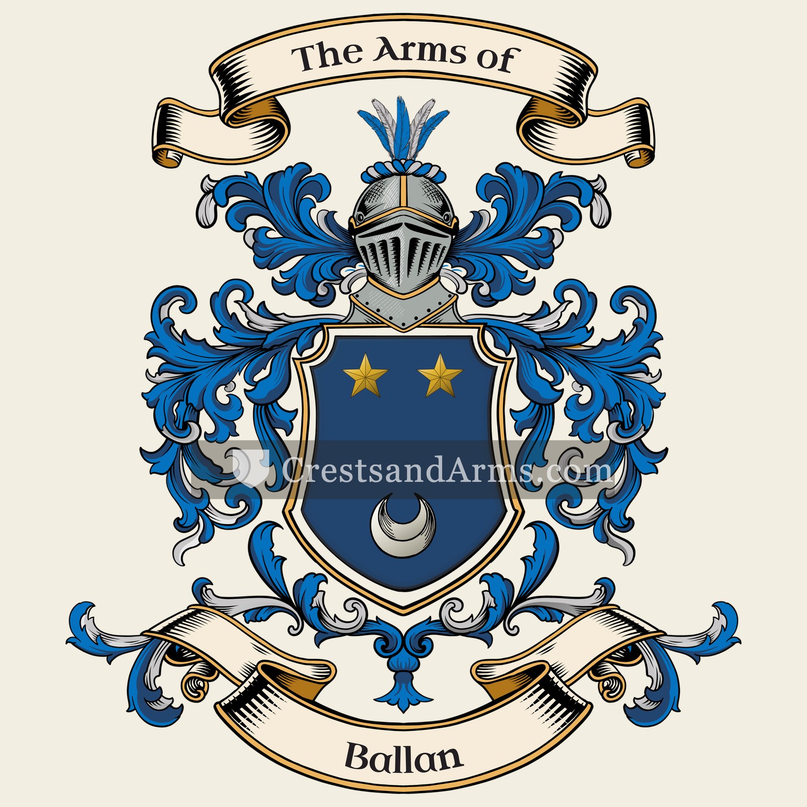 The Ballan coat of arms, drawn from the recorded blazon