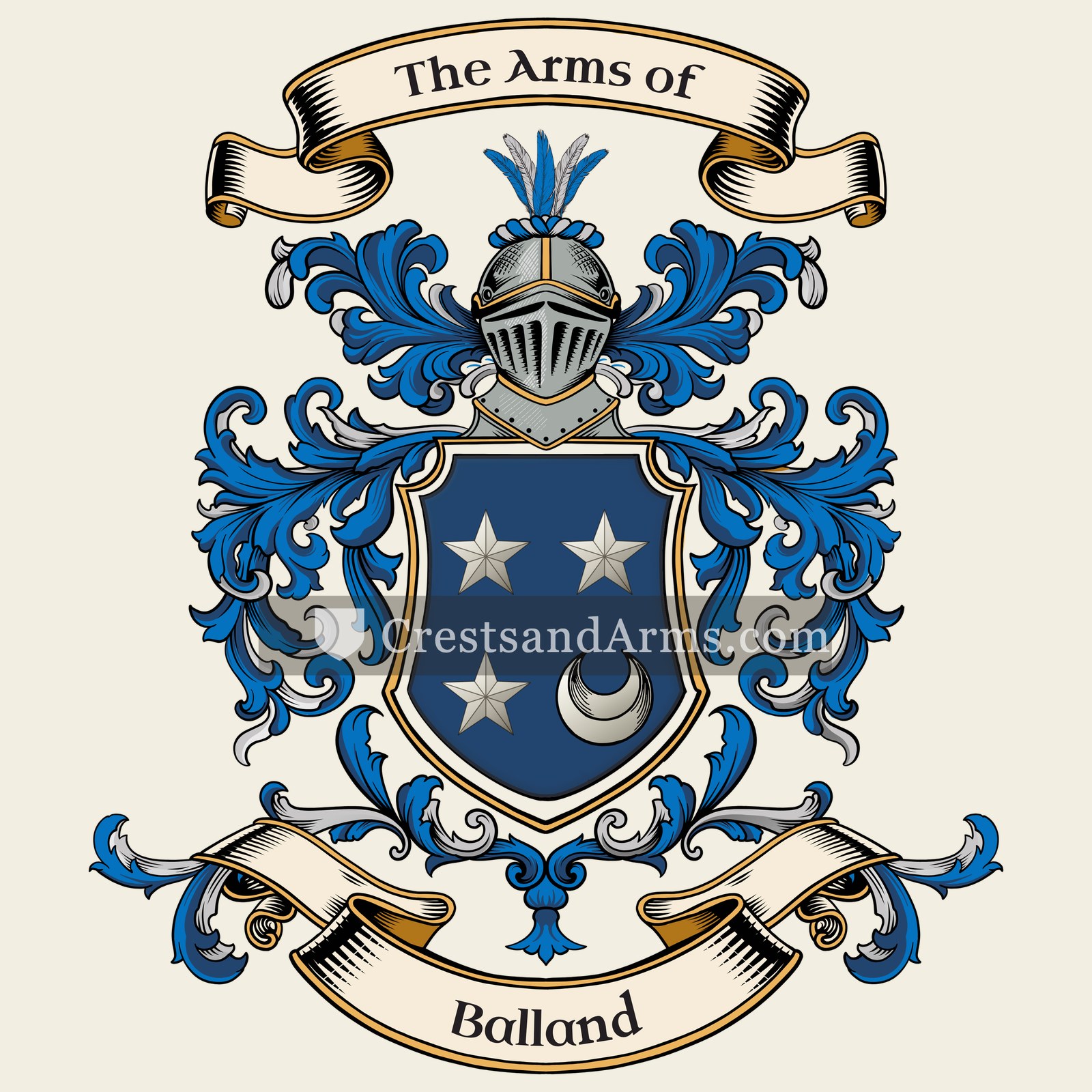 The Balland coat of arms, drawn from the recorded blazon