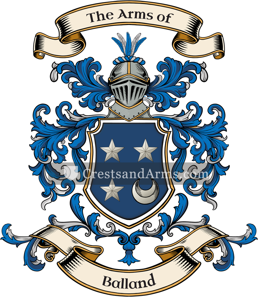 The Balland coat of arms, drawn from the recorded blazon
