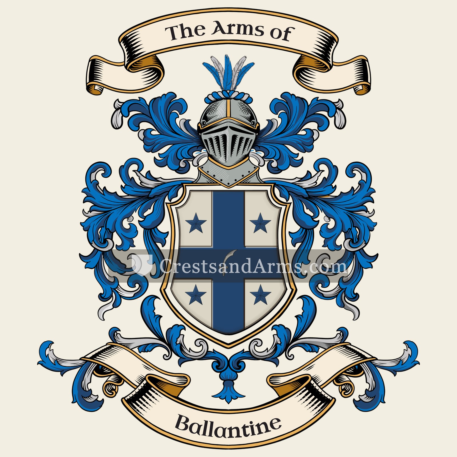 The Ballantine coat of arms, drawn from the recorded blazon
