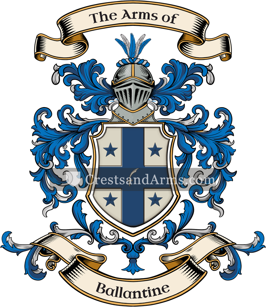 The Ballantine coat of arms, drawn from the recorded blazon