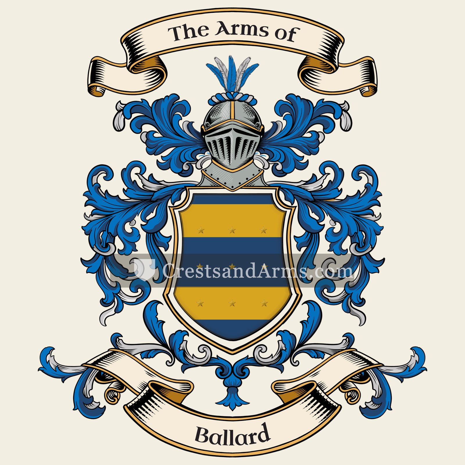 The Ballard coat of arms, drawn from the recorded blazon