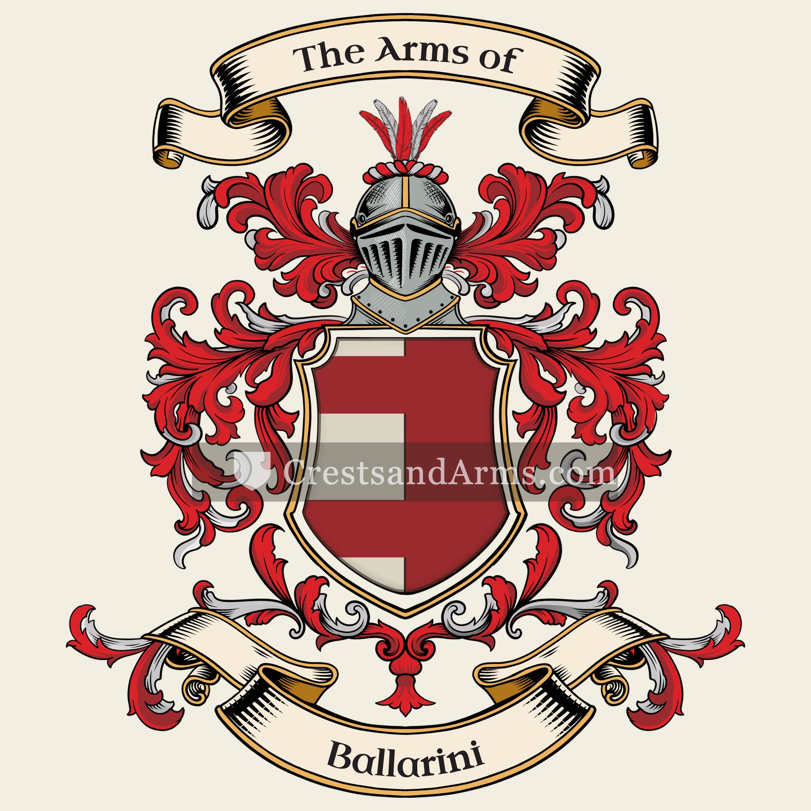 The Ballarini coat of arms, drawn from the recorded blazon