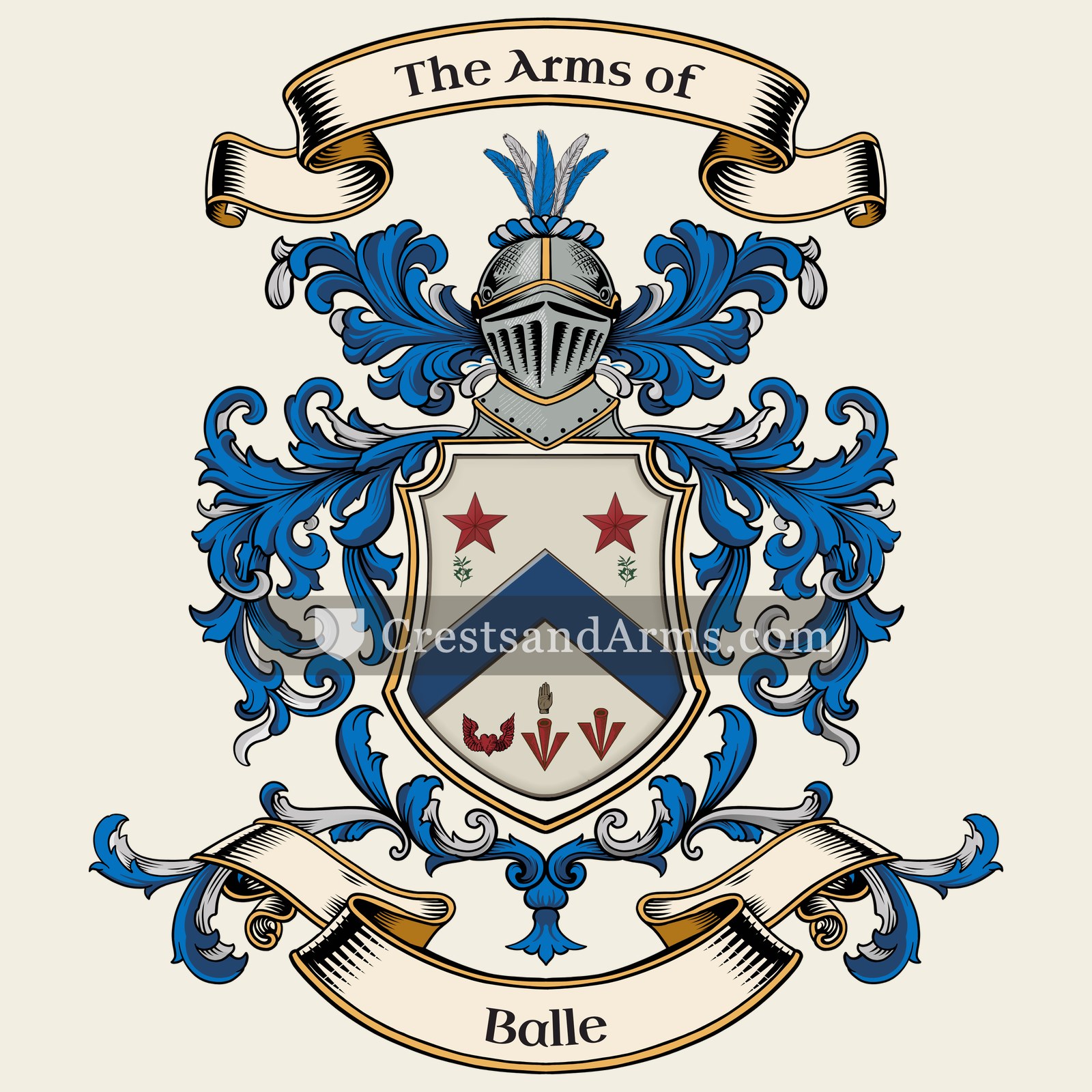 The Balle coat of arms, drawn from the recorded blazon