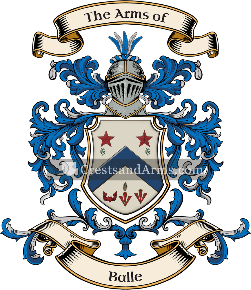 The Balle coat of arms, drawn from the recorded blazon