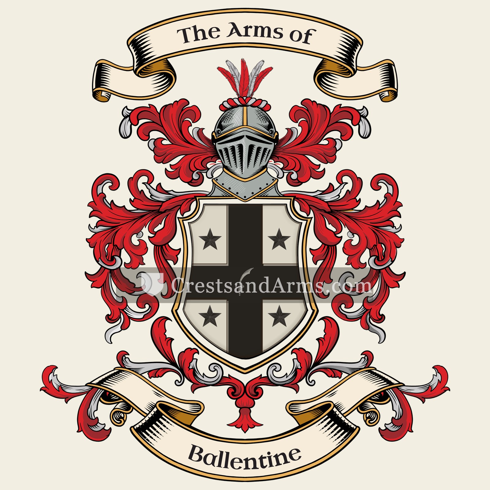The Ballentine coat of arms, drawn from the recorded blazon