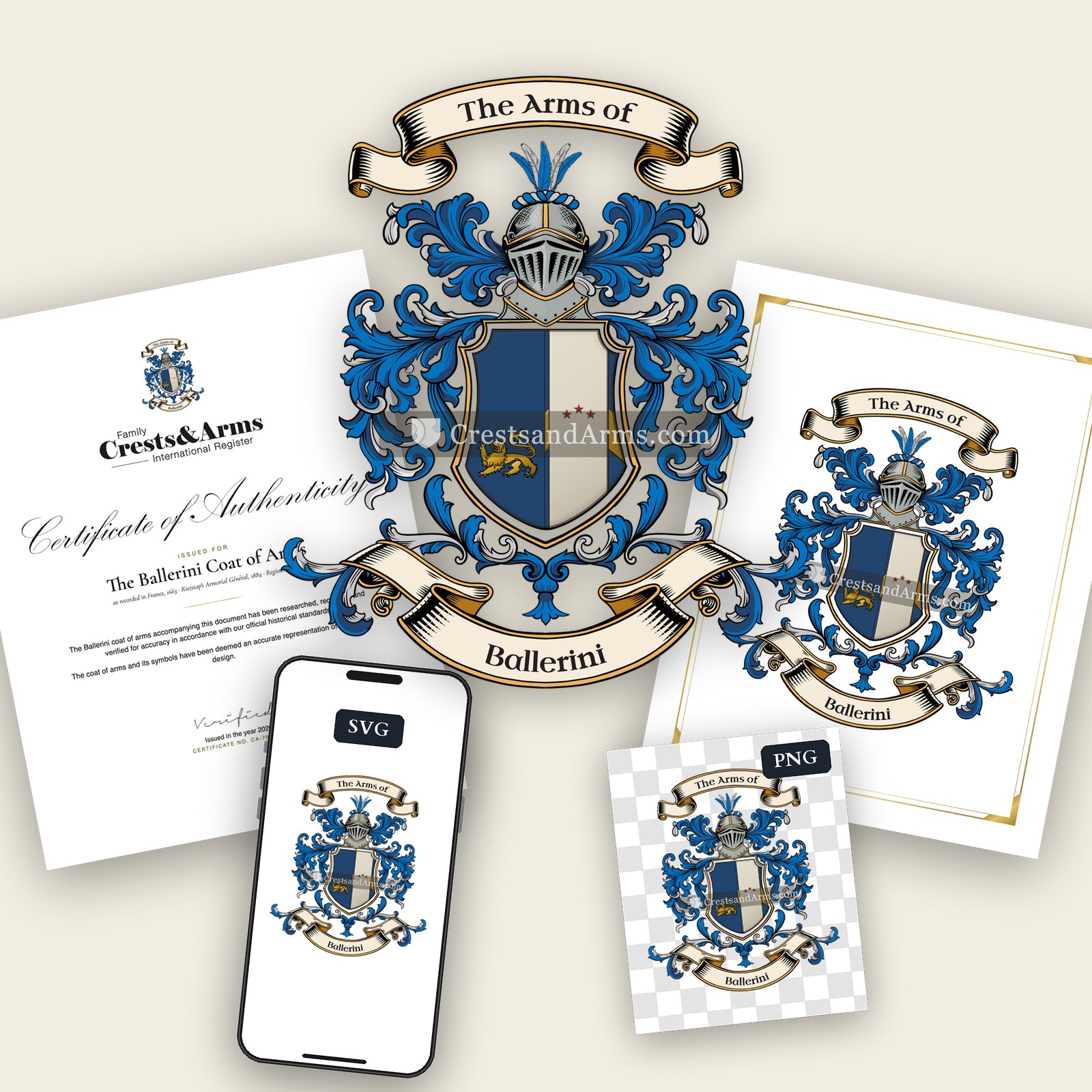 The Ballerini arms on the coat of arms — digital pack