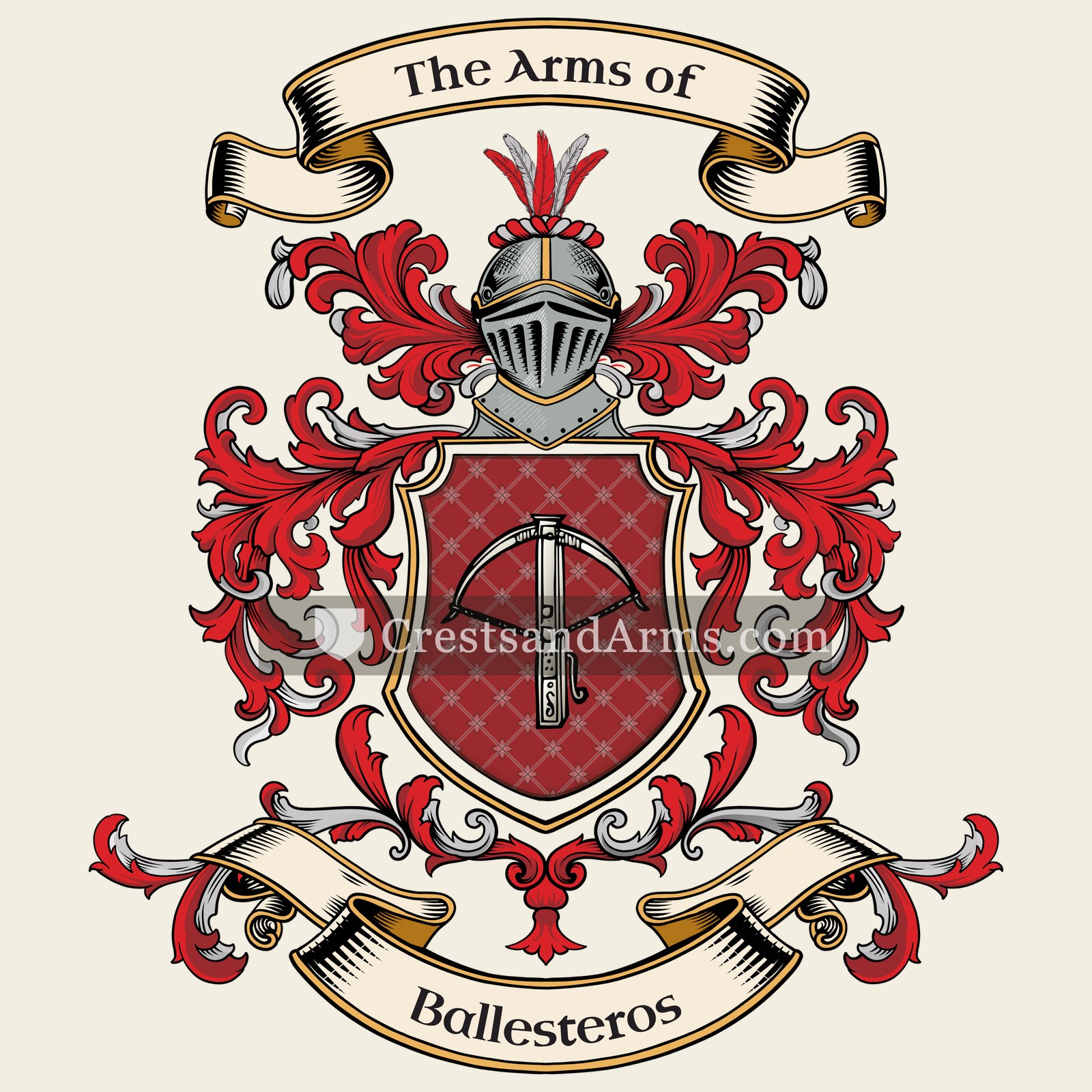 The Ballesteros coat of arms, drawn from the recorded blazon