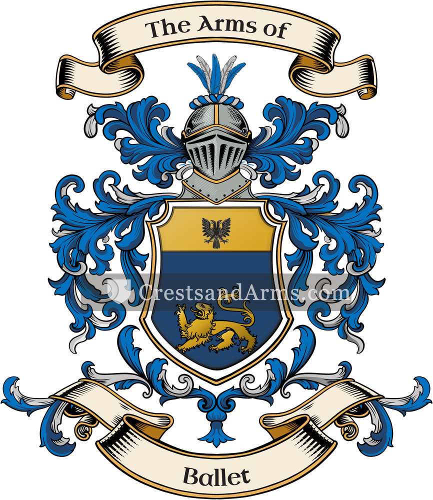 The Ballet coat of arms, drawn from the recorded blazon