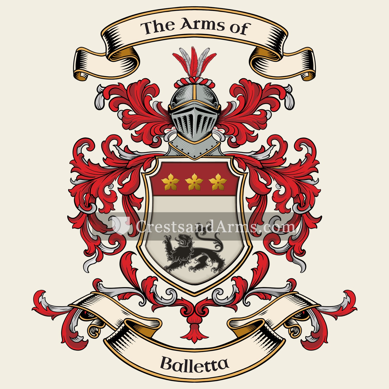 The Balletta coat of arms, drawn from the recorded blazon