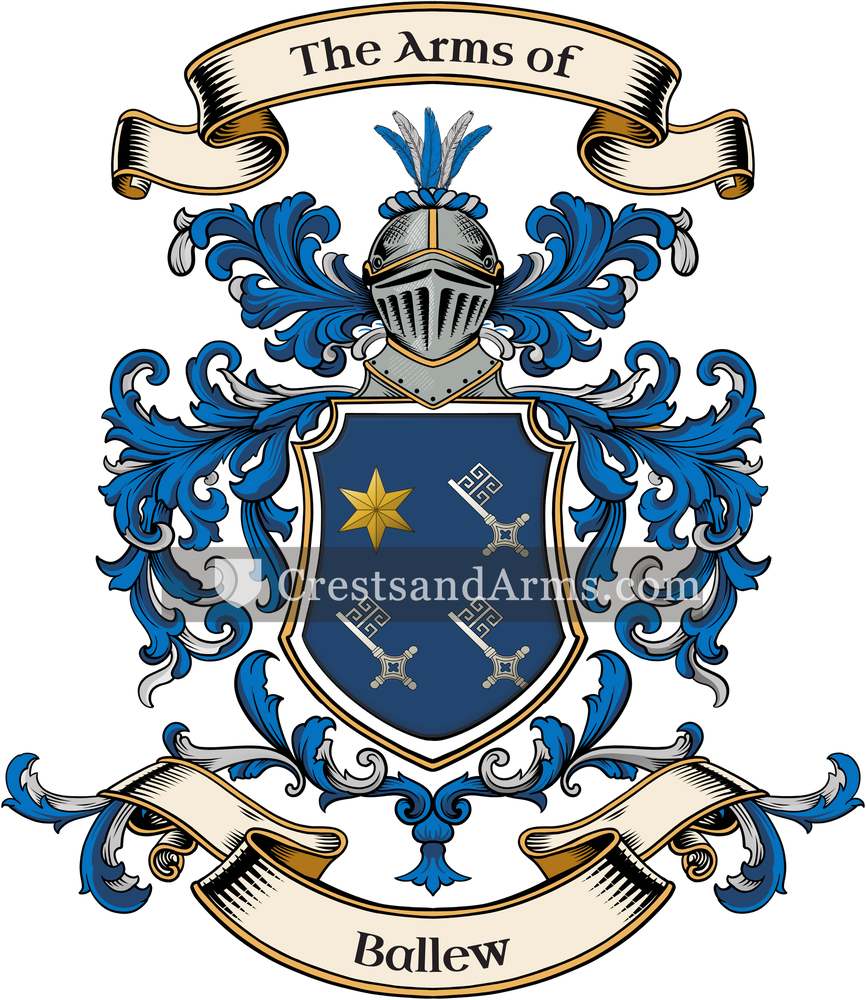 The Ballew coat of arms, drawn from the recorded blazon