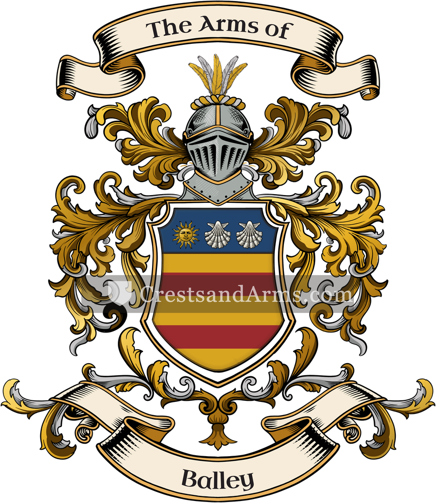 The Balley coat of arms, drawn from the recorded blazon