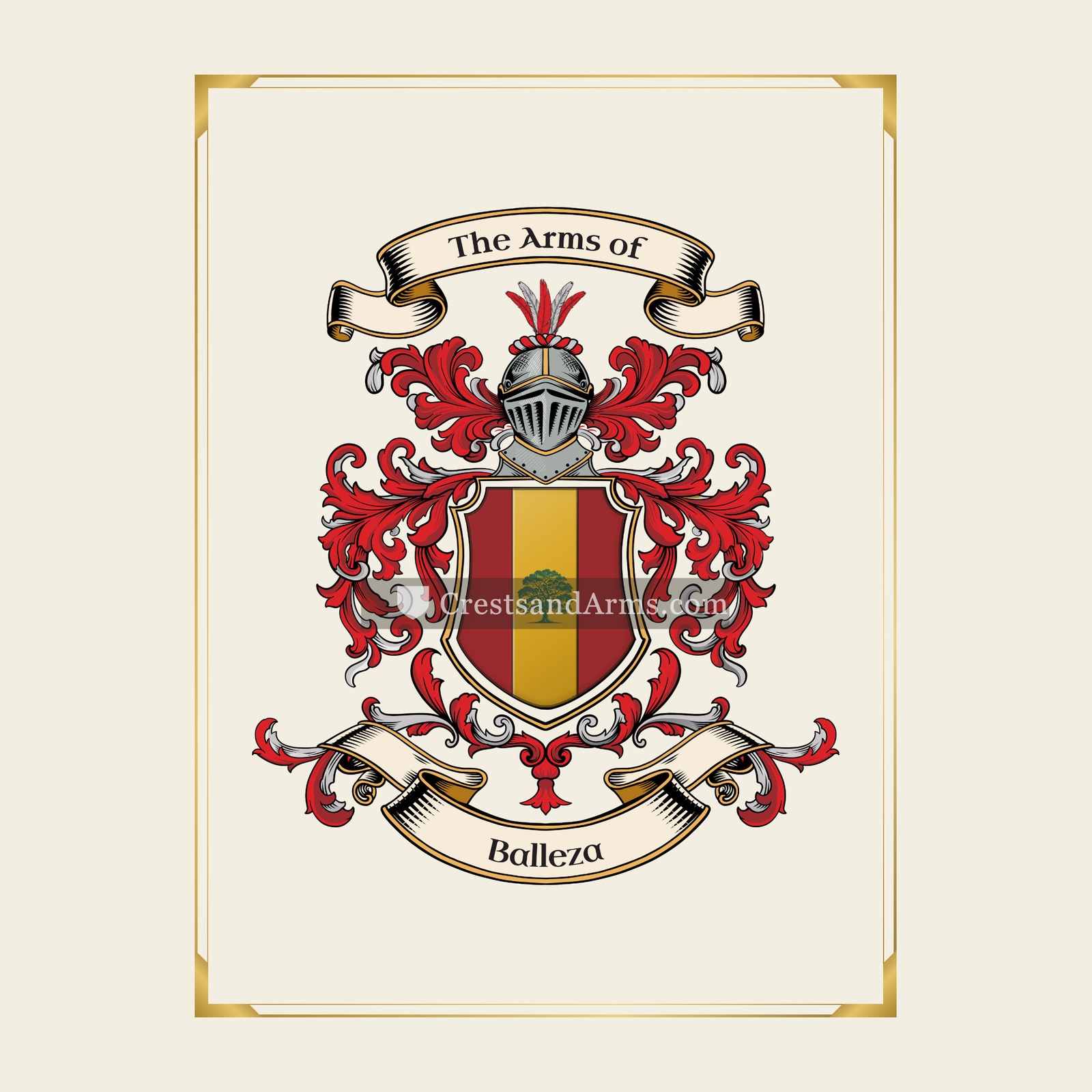 With gold border