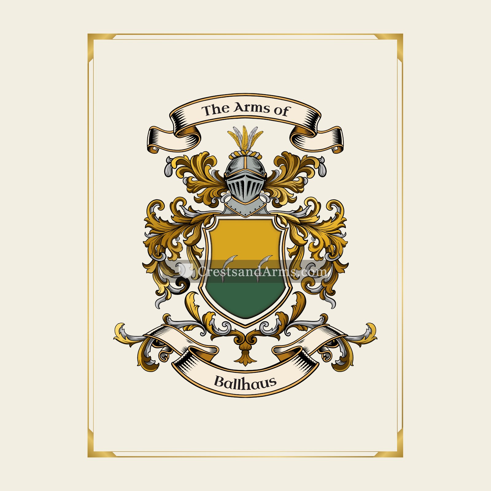 With gold border