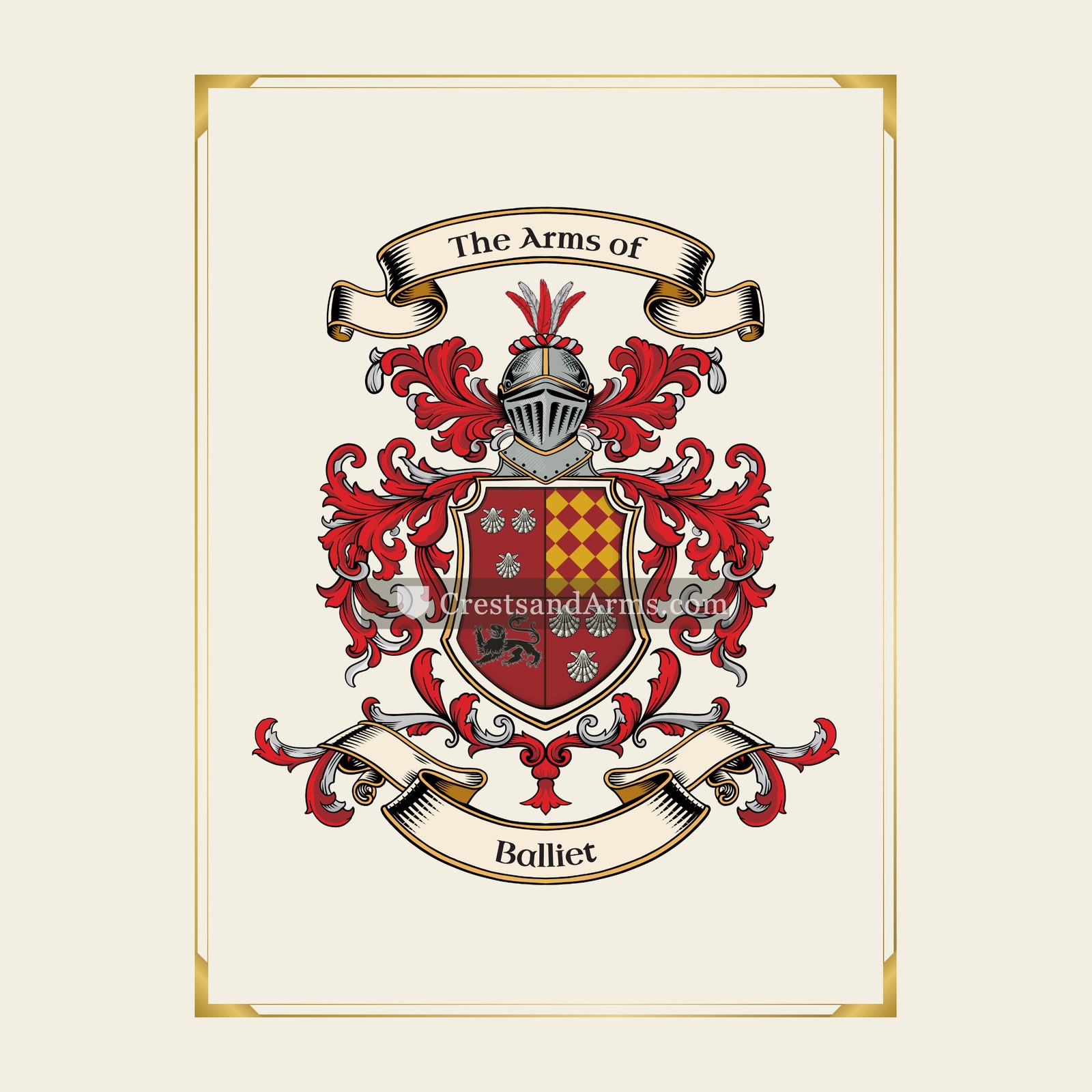 With gold border