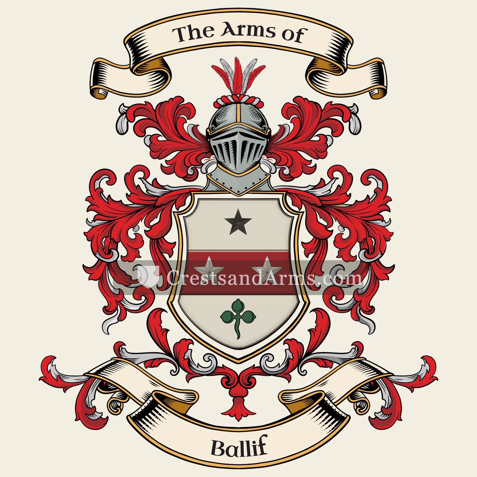 The Ballif coat of arms, drawn from the recorded blazon
