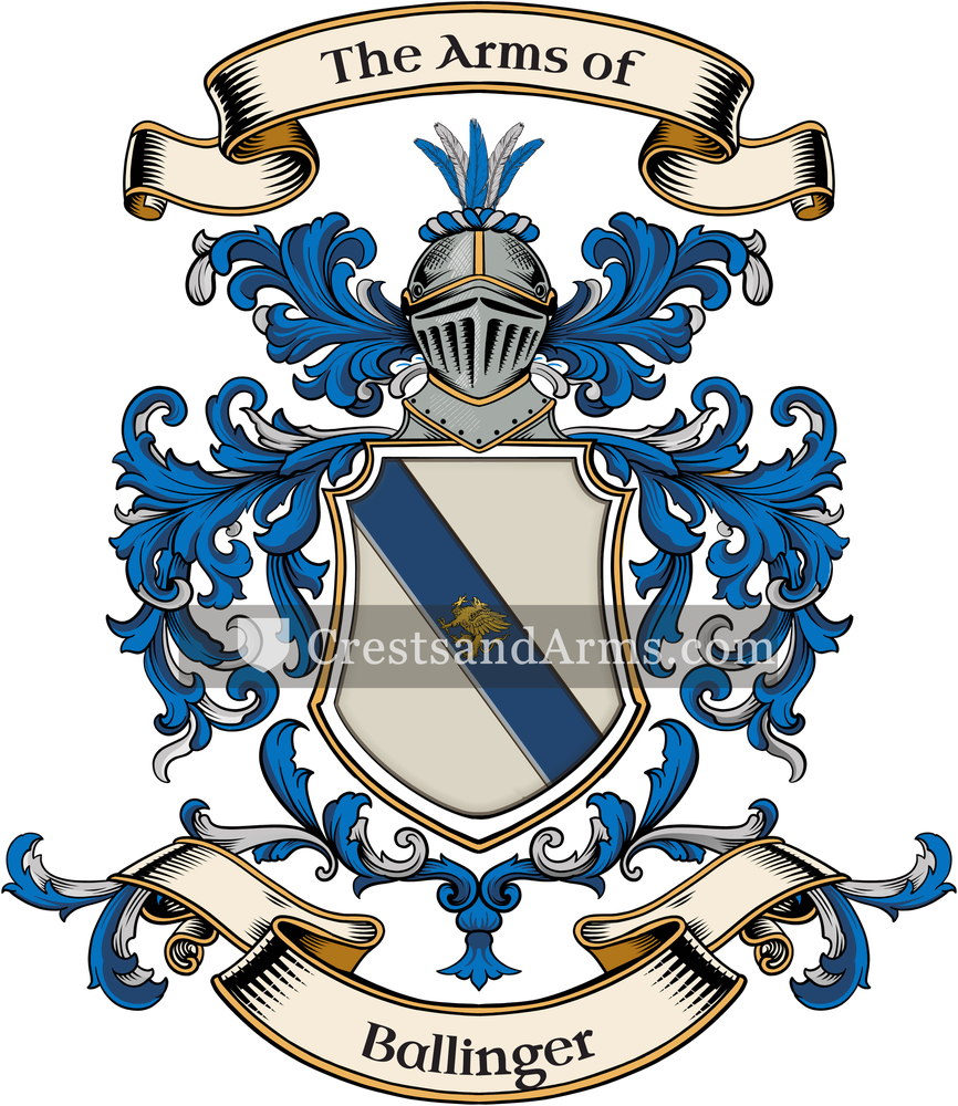 The Ballinger coat of arms, drawn from the recorded blazon