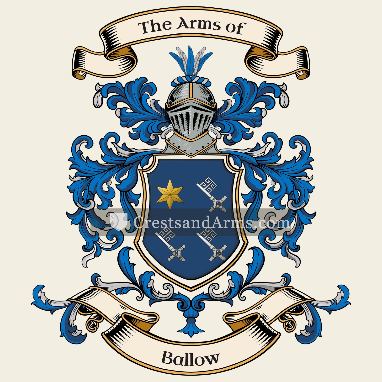 The Ballow coat of arms, drawn from the recorded blazon