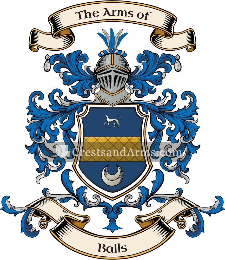 The Balls coat of arms, drawn from the recorded blazon