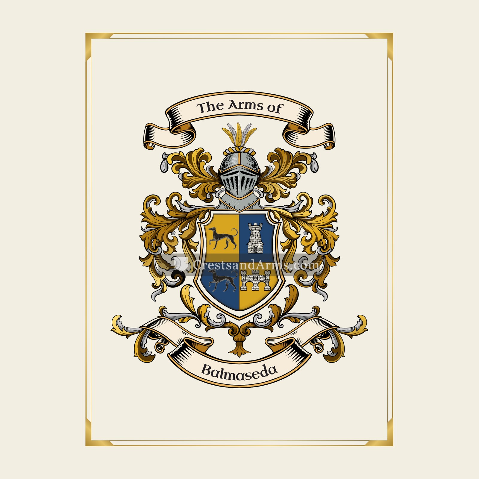 With gold border
