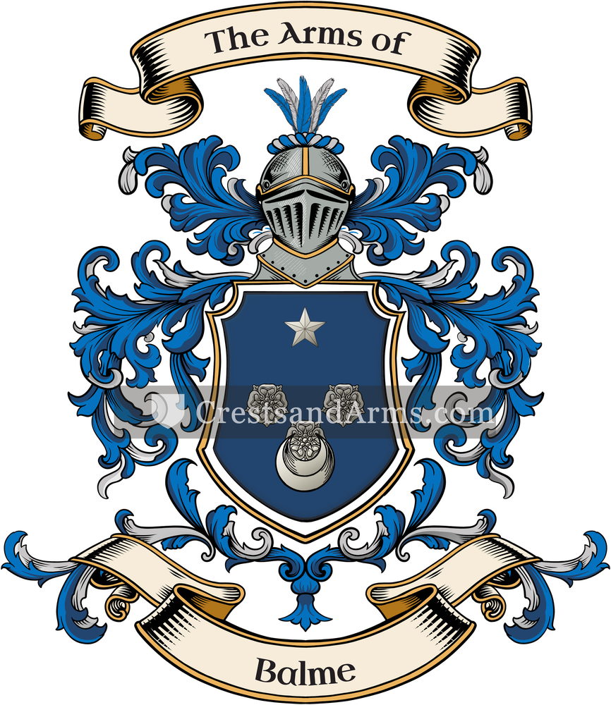 The Balme coat of arms, drawn from the recorded blazon