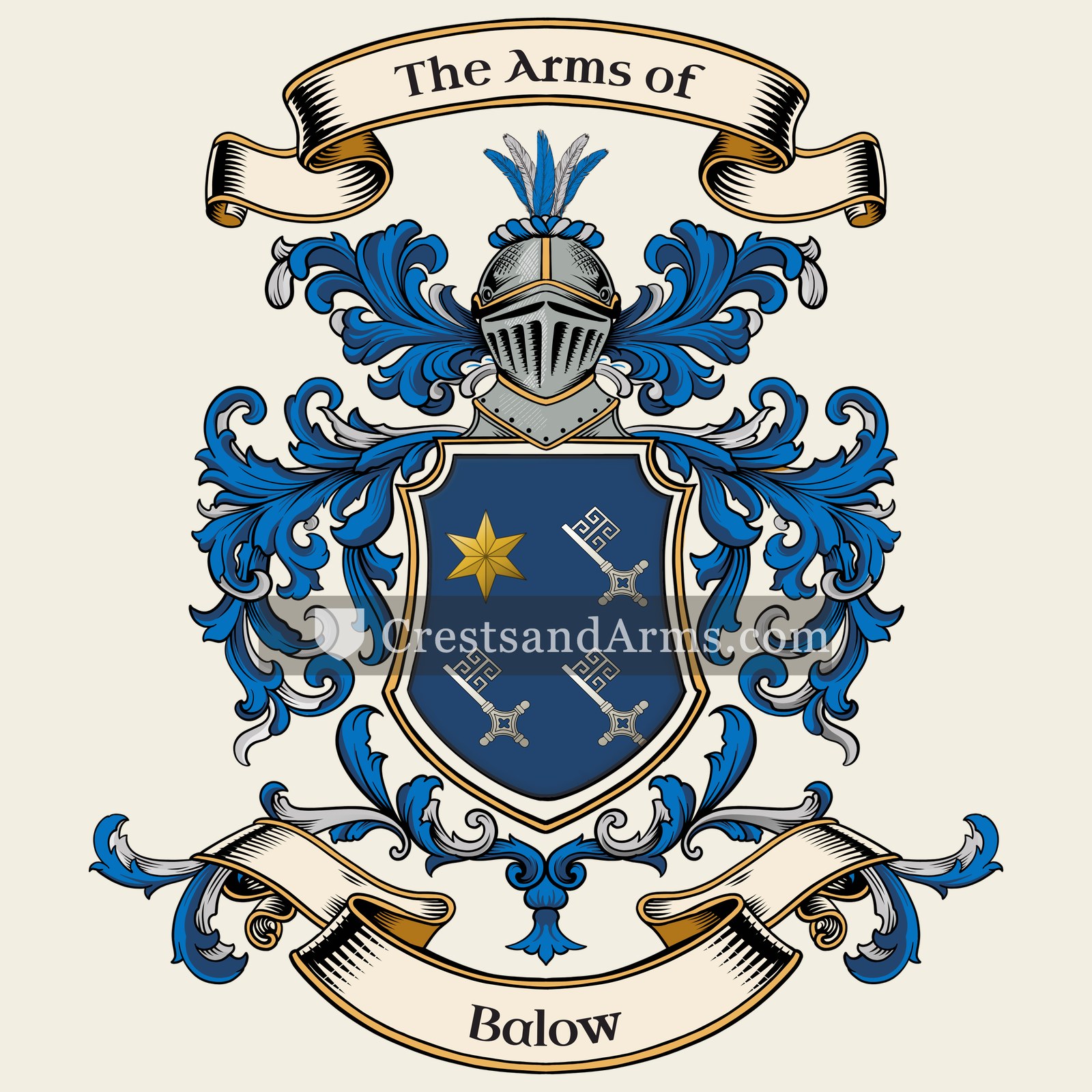 The Balow coat of arms, drawn from the recorded blazon