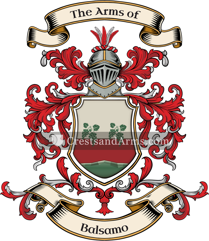 The Balsamo coat of arms, drawn from the recorded blazon